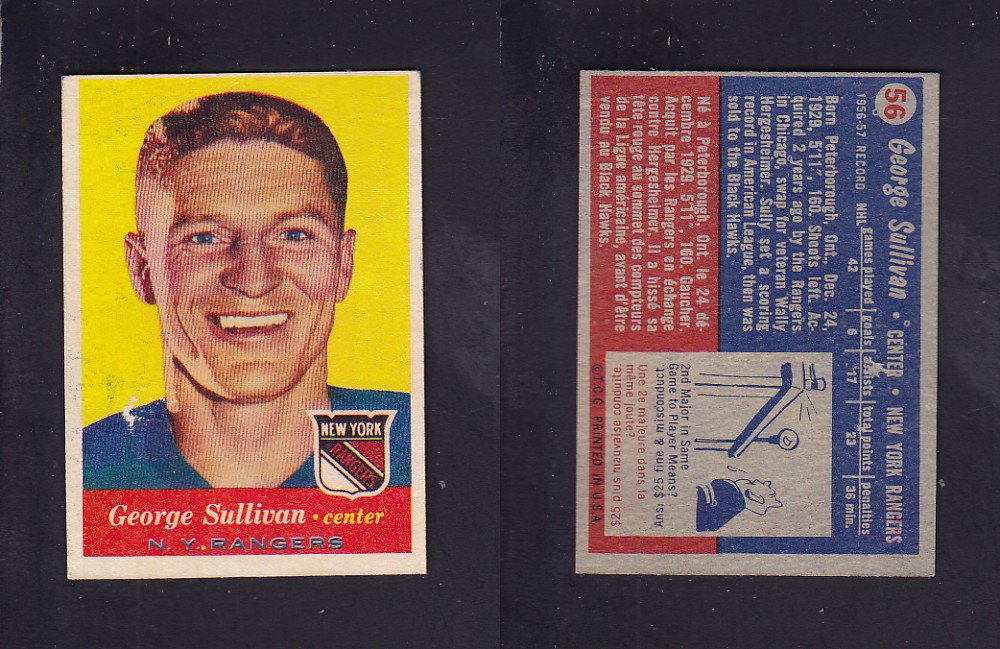 1957-58 TOPPS HOCKEY CARD #56 G. SULLIVAN photo