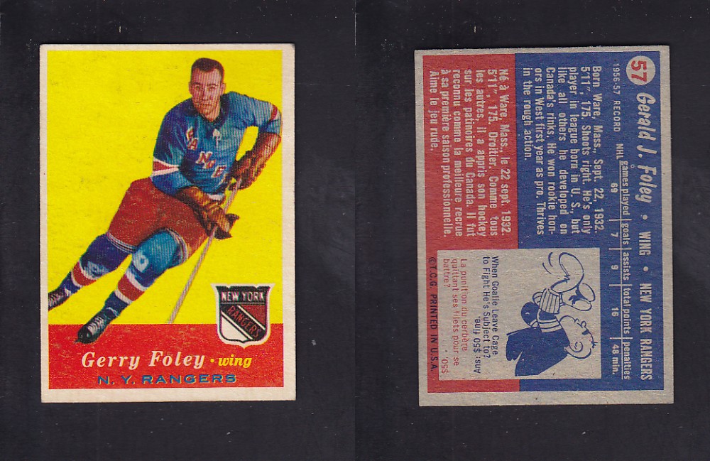 1957-58 TOPPS HOCKEY CARD #57 G. FOLEY photo