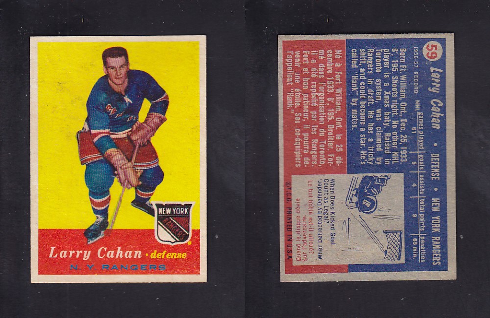 1957-58 TOPPS HOCKEY CARD #59 L. CAHAN photo