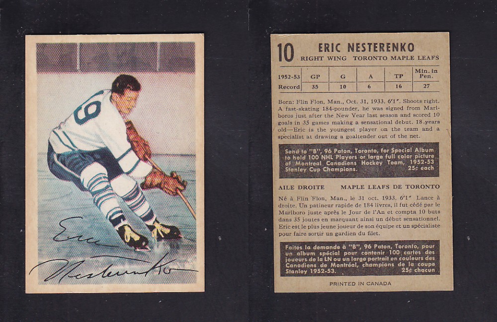 1953-54 PARKHURST HOCKEY CARD #10 E. NESTERENKO photo