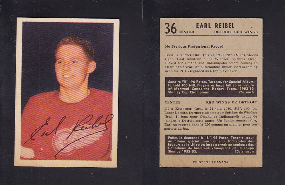 1953-54 PARKHURST HOCKEY CARD #36 E. REIBEL photo