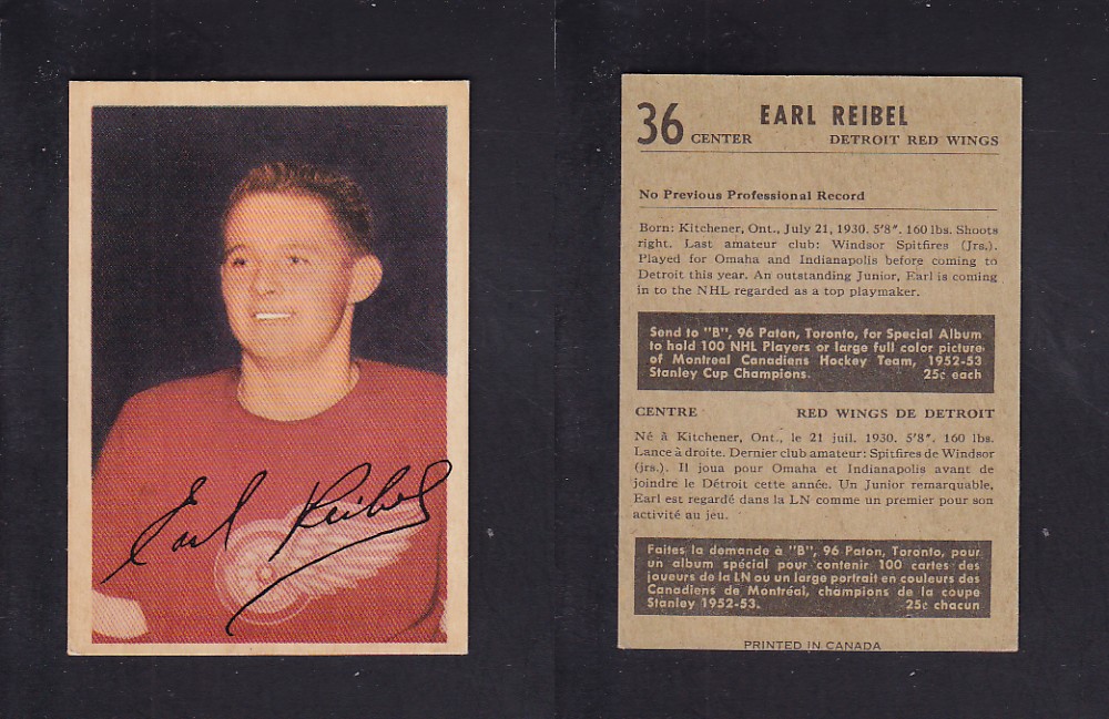 1953-54 PARKHURST HOCKEY CARD #36 E. REIBEL photo