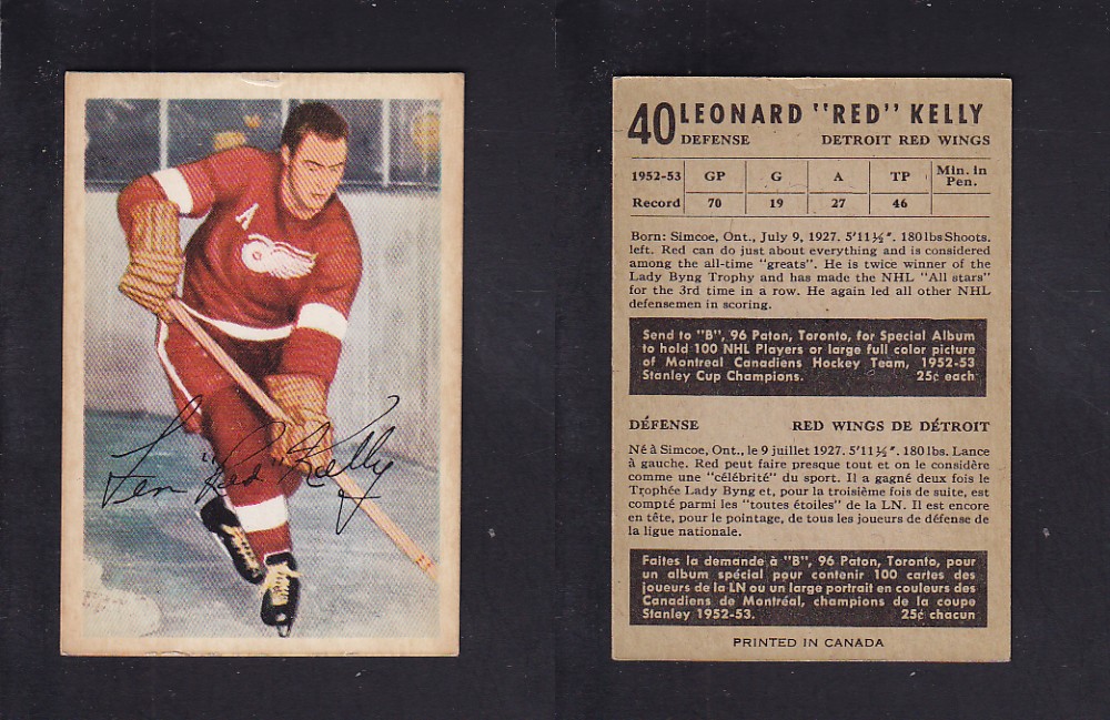 1953-54 PARKHURST HOCKEY CARD #40 R. KELLY photo