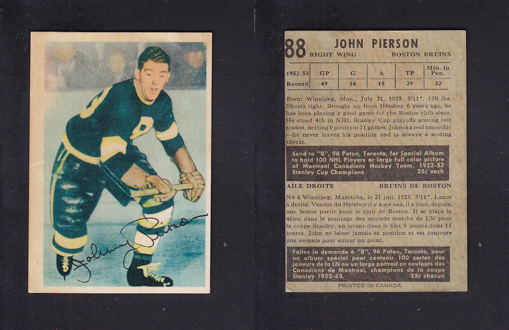 1953-54 PARKHURST HOCKEY CARD #88 J. PIERSON photo