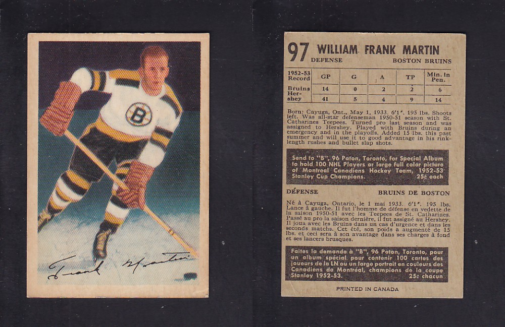 1953-54 PARKHURST HOCKEY CARD #97 F. MARTIN photo