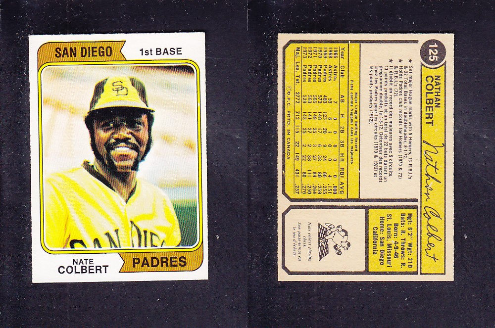 1974 O-PEE-CHEE BASEBALL CARD #125 N. COLBERT photo