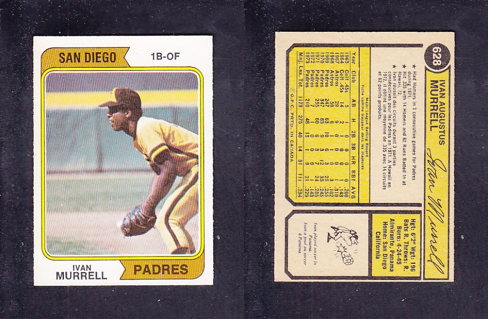1974 O-PEE-CHEE BASEBALL CARD #628 I. MURRELL photo
