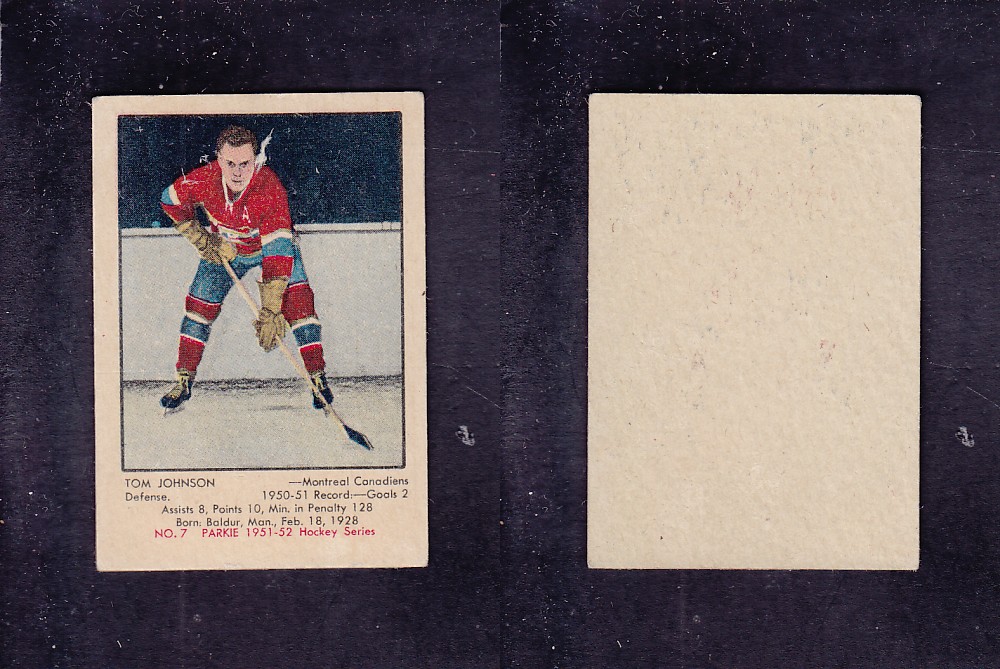 1951-52 PARKHURST HOCKEY CARD #7 T. JOHNSON photo