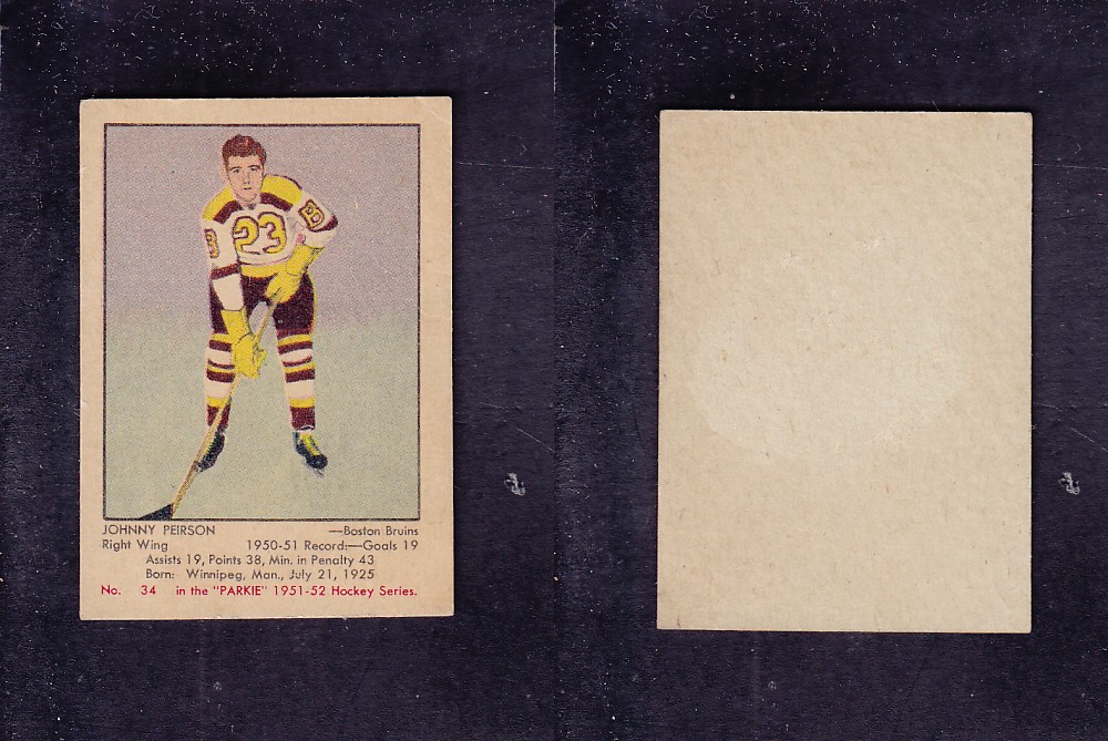 1951-52 PARKHURST HOCKEY CARD #34 J. PEIRSON photo