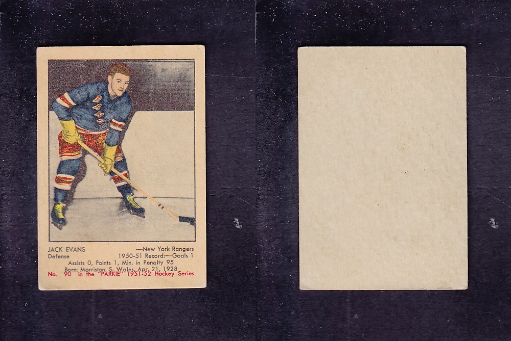 1951-52 PARKHURST HOCKEY CARD #90 J. EVANS photo