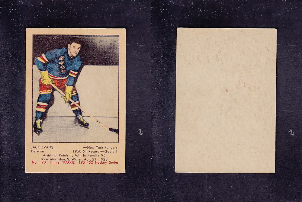 1951-52 PARKHURST HOCKEY CARD #90 J. EVANS photo