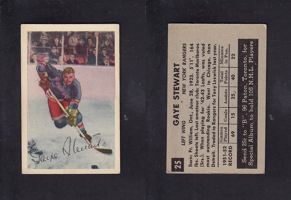 1952-53 PARKHURST HOCKEY CARD #25 G. STEWART photo