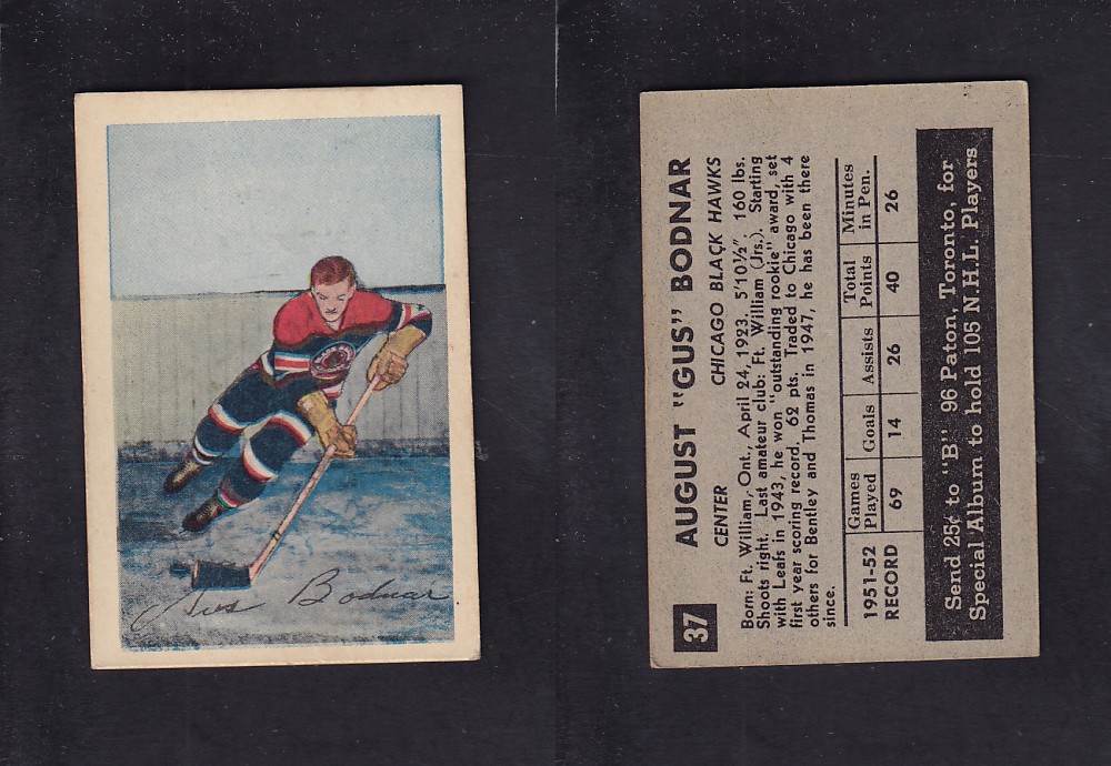 1952-53 PARKHURST HOCKEY CARD #37 G. BODNAR photo