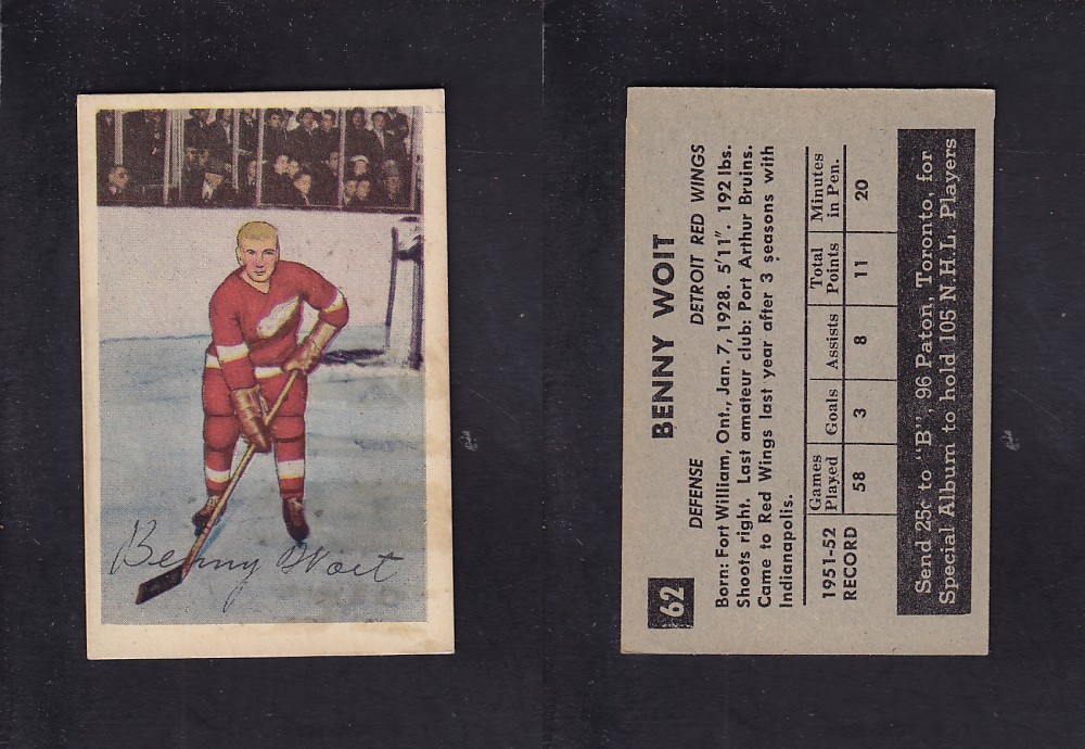 1952-53 PARKHURST HOCKEY CARD #62 B. WOIT photo