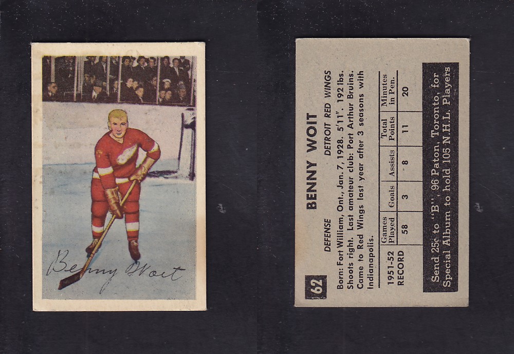 1952-53 PARKHURST HOCKEY CARD #62 B. WOIT photo