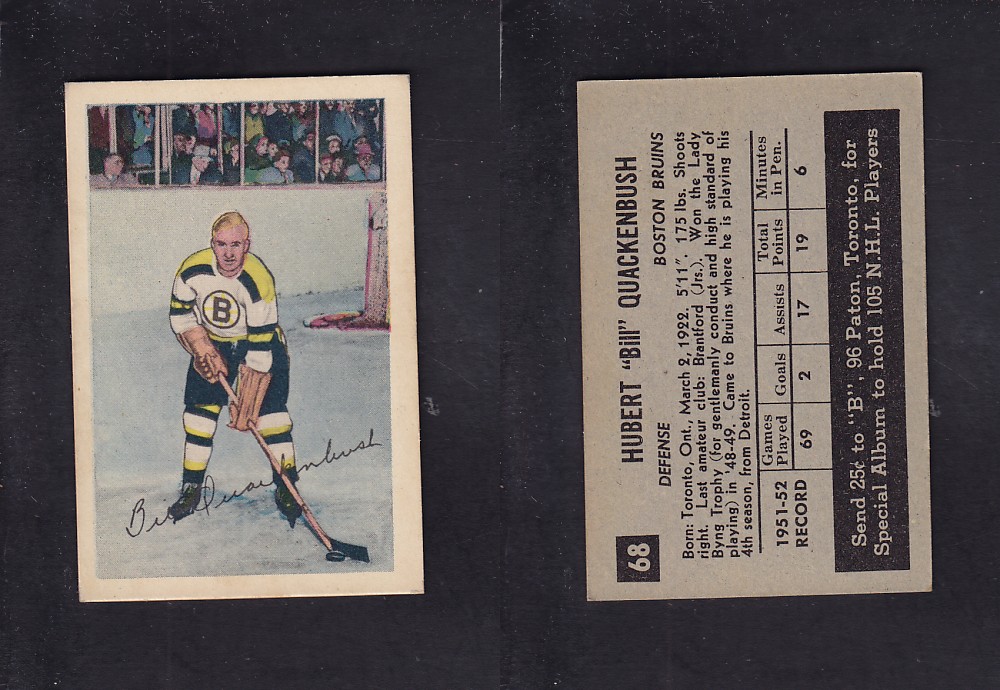 1952-53 PARKHURST HOCKEY CARD #68 B. QUACKENBUSH photo