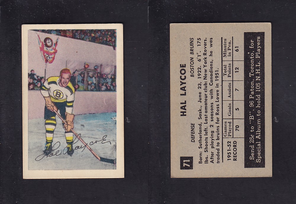 1952-53 PARKHURST HOCKEY CARD #71 H. LAYCOE photo