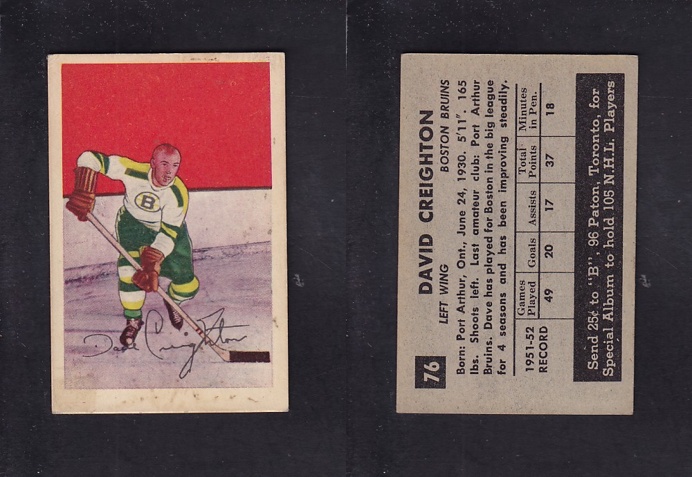 1952-53 PARKHURST HOCKEY CARD #76 D. GREIGHTON photo