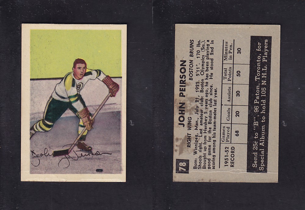 1952-53 PARKHURST HOCKEY CARD #78 J. PIERSON photo