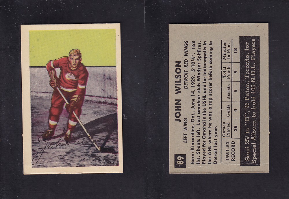 1952-53 PARKHURST HOCKEY CARD #89 J. WILSON photo