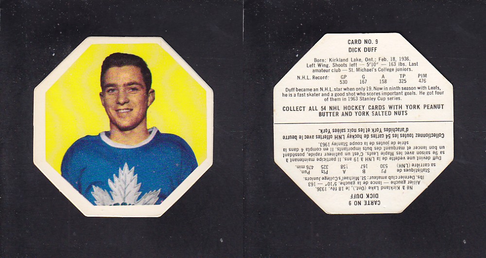 1963-64 YORK HOCKEY CARD #9 D. DUFF photo