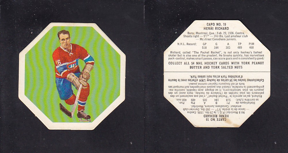 1963-64 YORK HOCKEY CARD #19 H. RICHARD photo