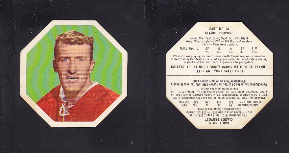 1963-64 YORK HOCKEY CARD #28 C. PROVOST photo