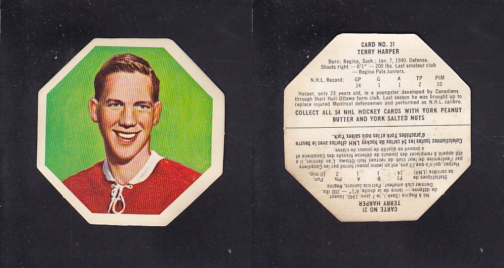 1963-64 YORK HOCKEY CARD #31 T. HARPER photo