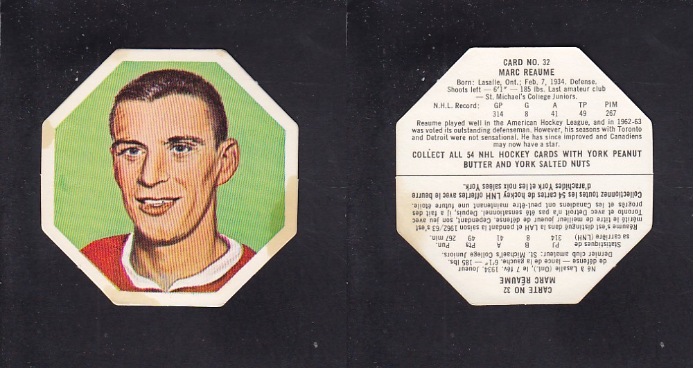 1963-64 YORK HOCKEY CARD #32 M. REAUME photo