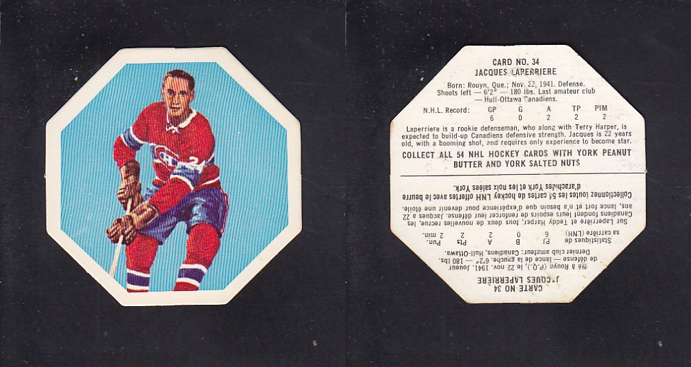 1963-64 YORK HOCKEY CARD #34 J. LAPERRIERE photo