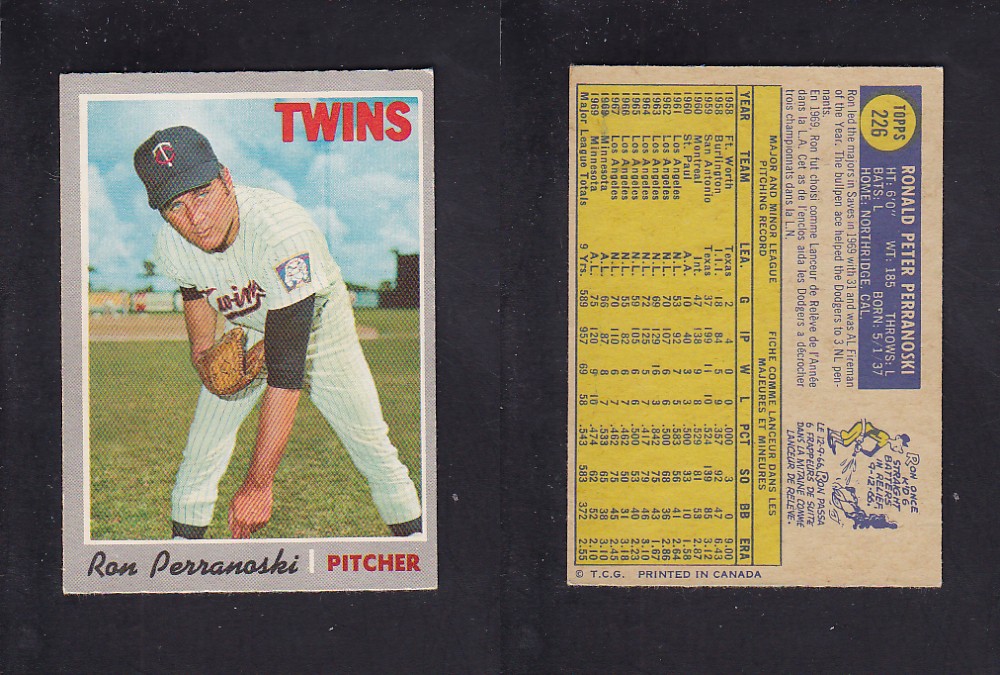 1970 O-PEE-CHEE BASEBALL CARD #226 R. PERRANOSKI photo