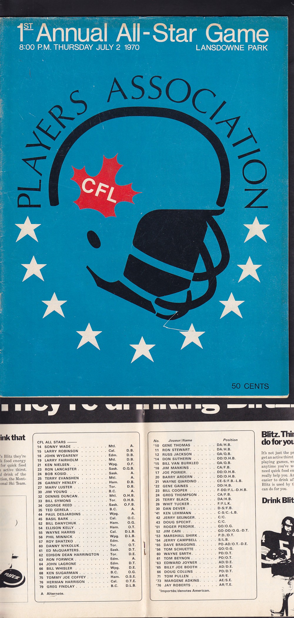 1970 CFL ALL-STAR GAME PROGRAM photo