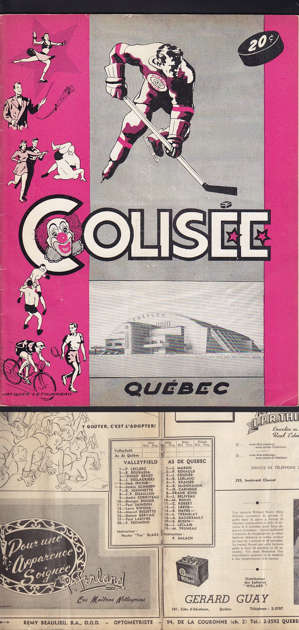 1951-52 QUEBEC ACES VS VALLEYFIELD BRAVES PROGRAM photo