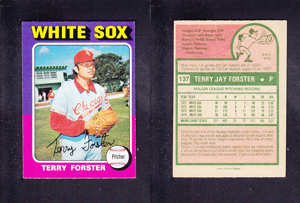 1975 O-PEE-CHEE BASEBALL CARD #137 T. FORSTER photo