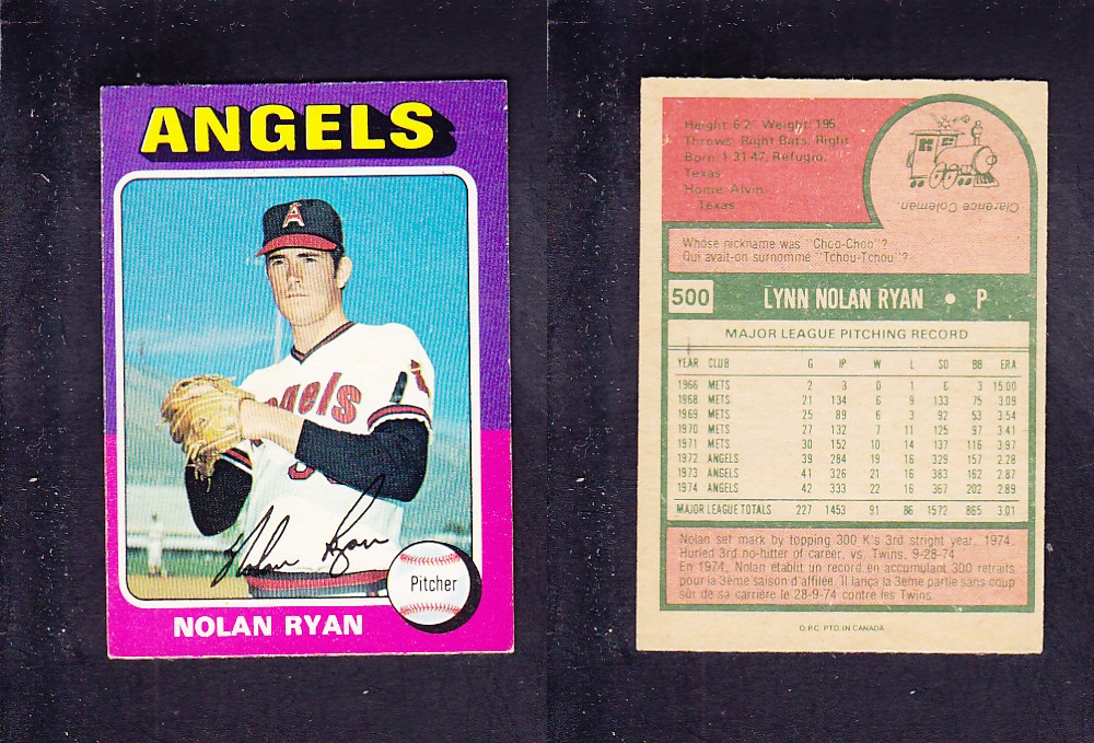 CS45720424 1975 OPEECHEE BASEBALL CARD 500 N. RYAN CAPITAL