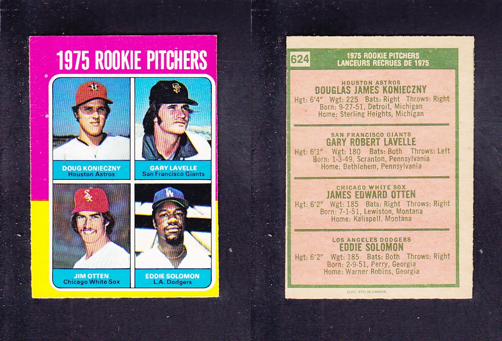 1975 O-PEE-CHEE BASEBALL CARD #624 ROOKIE PITCHERS photo