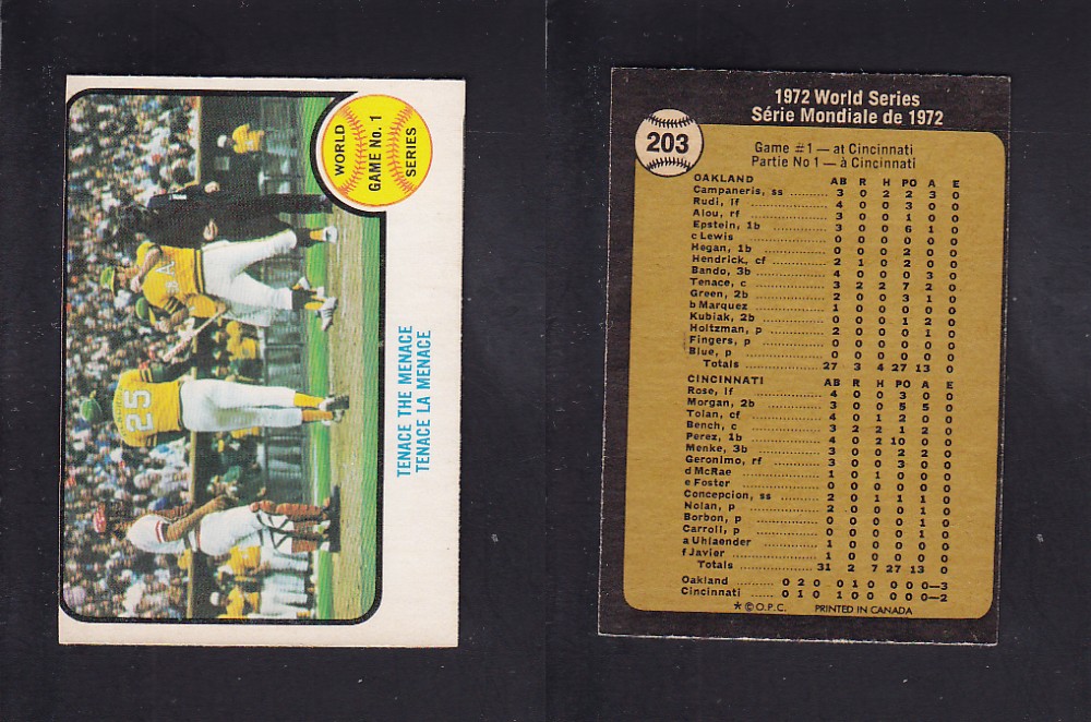 1973 world series Game 2 Baseball Card