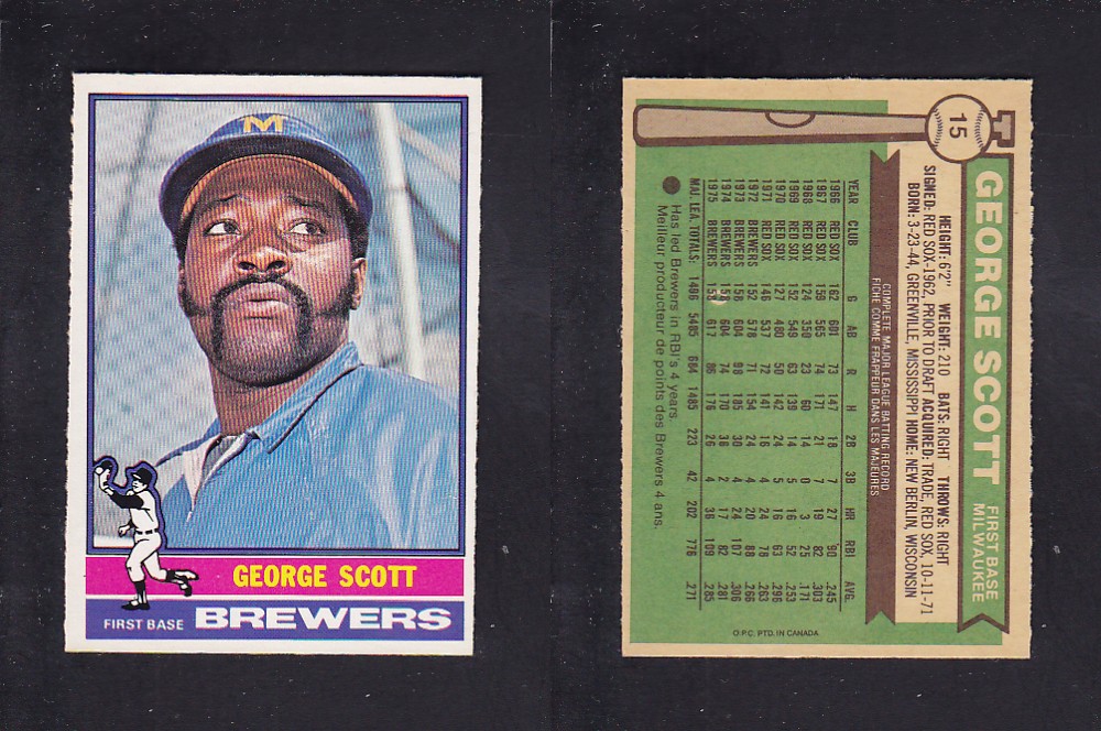 1976 O-PEE-CHEE BASEBALL CARD #15 G. SCOTT photo