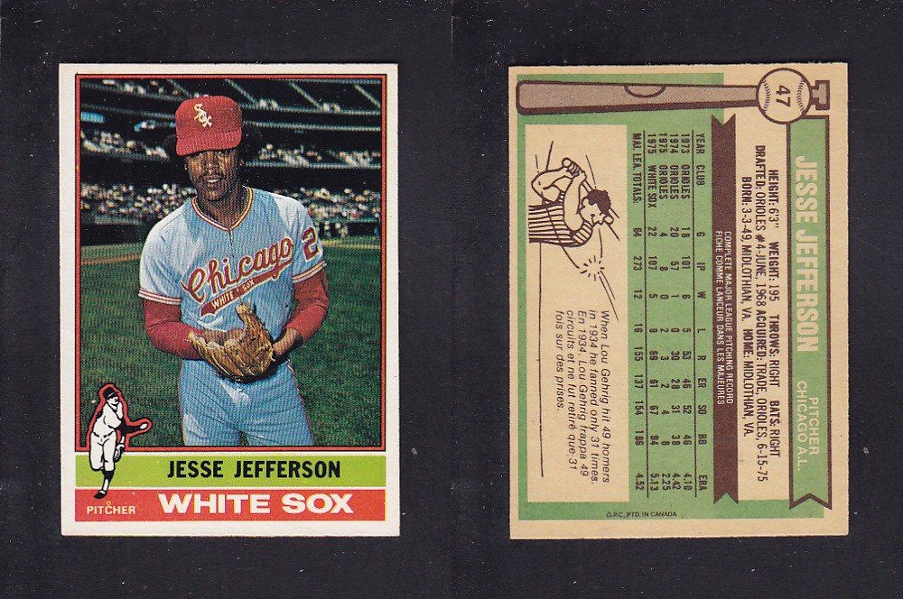 1976 O-PEE-CHEE BASEBALL CARD #47 J. JEFFERSON photo