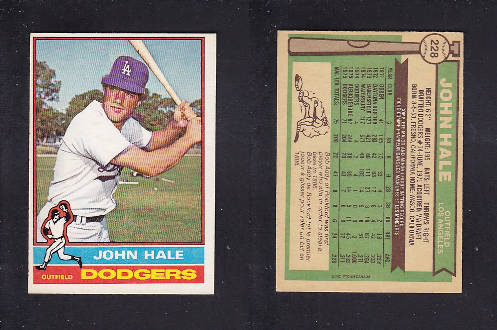 1976 O-PEE-CHEE BASEBALL CARD #228 J. HALE photo