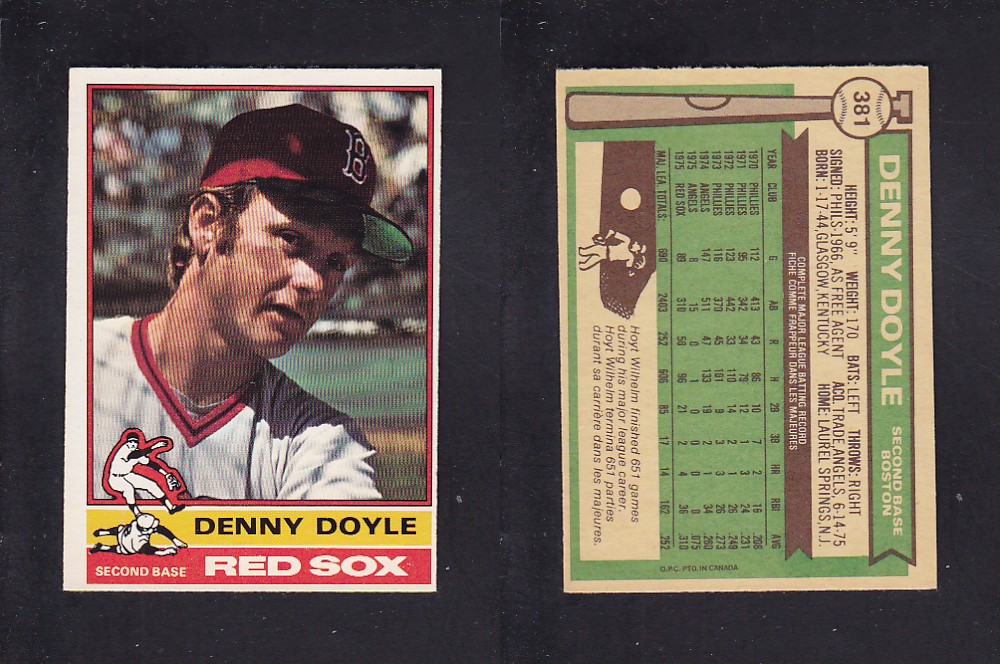 1976 O-PEE-CHEE BASEBALL CARD #381 D. DOYLE photo