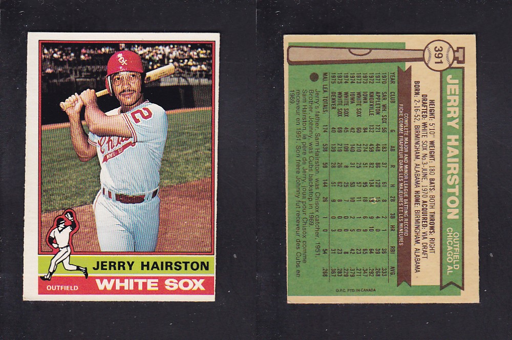 1976 O-PEE-CHEE BASEBALL CARD #391 J. HAIRSTON photo