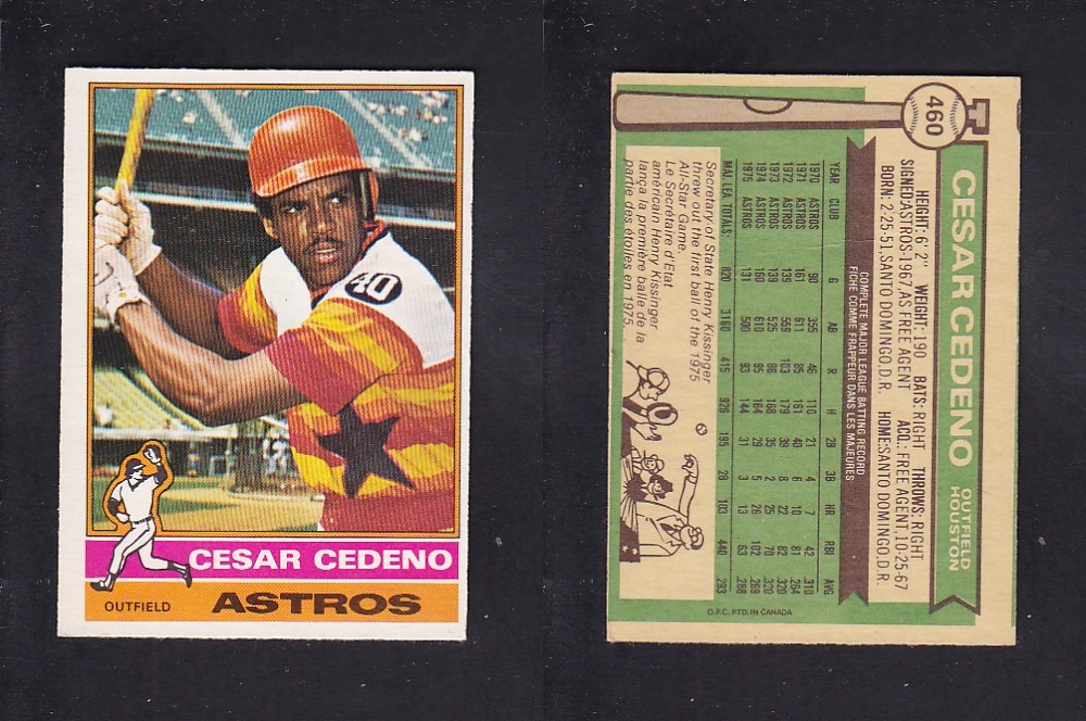 1976 O-PEE-CHEE BASEBALL CARD #460 C. CEDENO photo