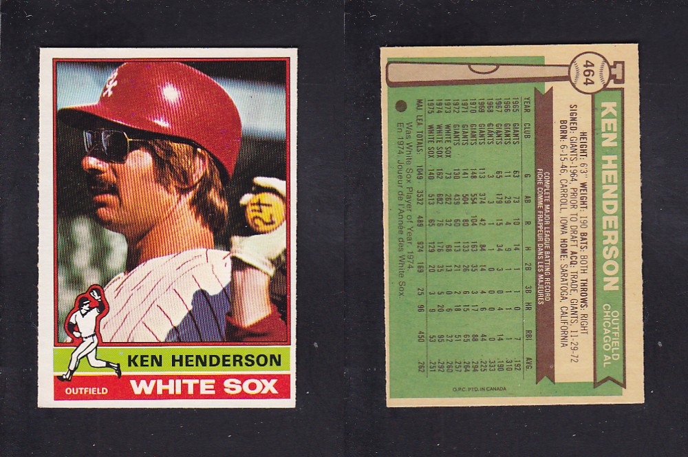 1976 O-PEE-CHEE BASEBALL CARD #464 K. HENDERSON photo