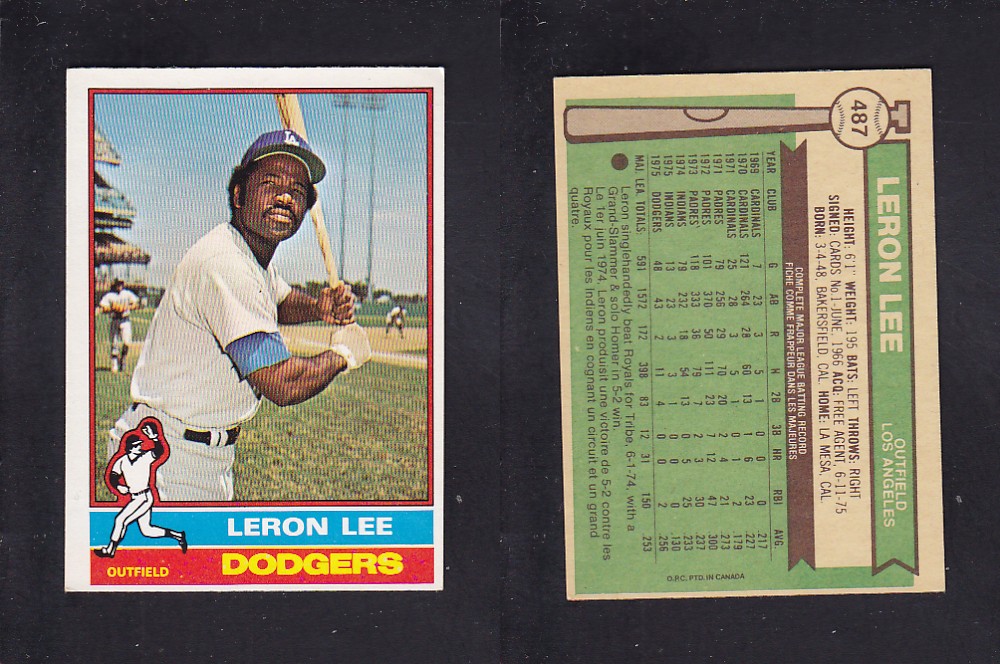 1976 O-PEE-CHEE BASEBALL CARD #487 L. LEE photo