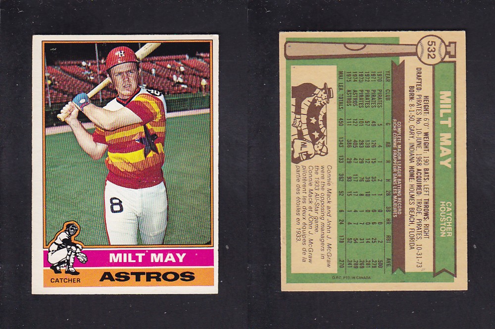 1976 O-PEE-CHEE BASEBALL CARD #532 M. MAY photo