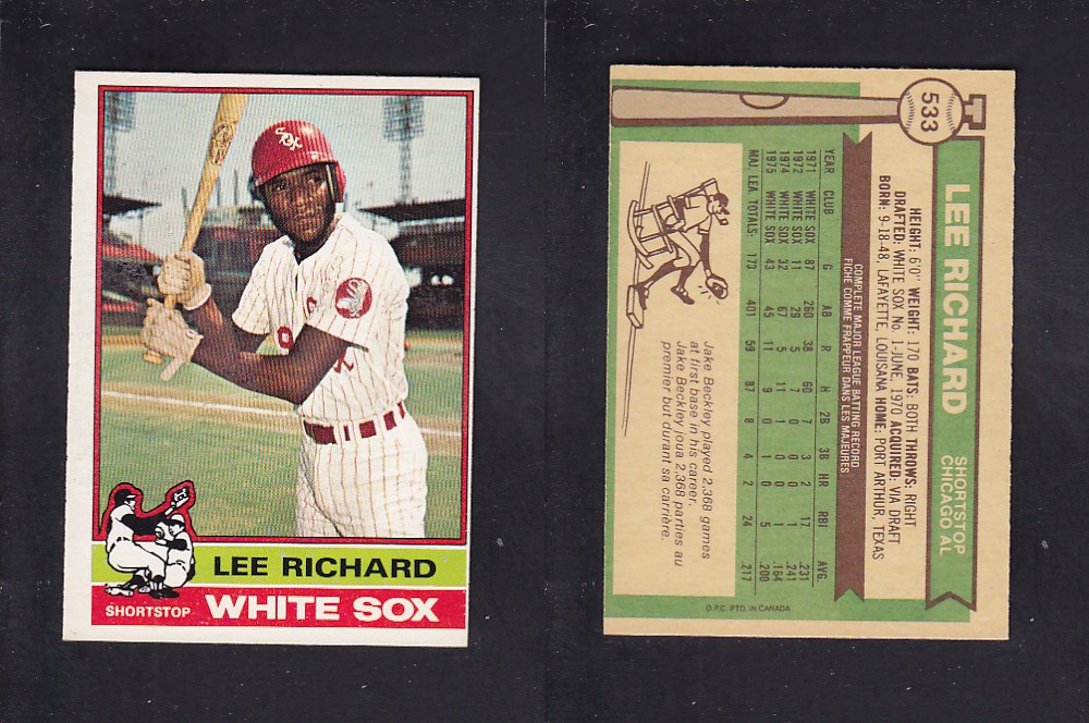 1976 O-PEE-CHEE BASEBALL CARD #533 L. RICHARD photo