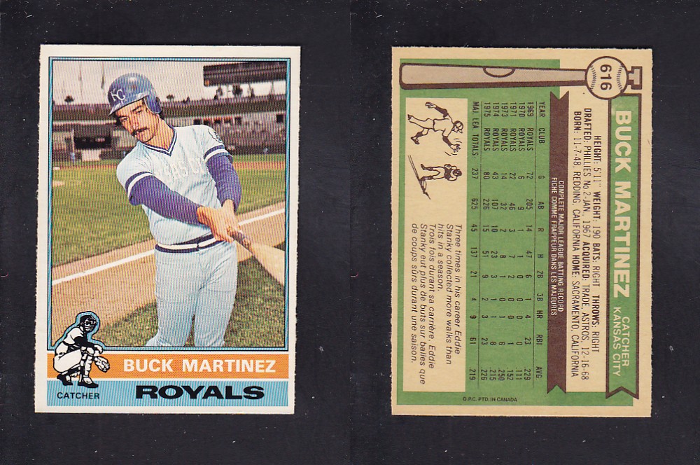 1976 O-PEE-CHEE BASEBALL CARD #616 B. MARTINEZ photo