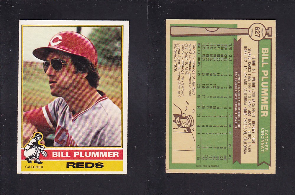 1976 O-PEE-CHEE BASEBALL CARD #627 B. PLUMMER photo