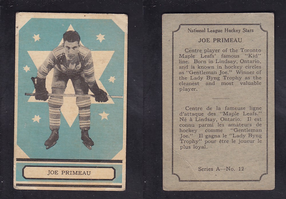 1933-34 O-PEE-CHEE HOCKEY CARD SER. A #12 J. PRIMEAU photo